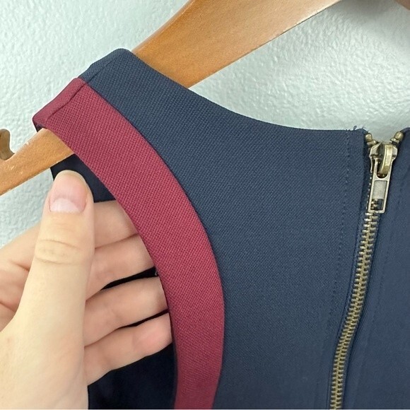 Tobi Nay Red Ponte Knit Faux Wrap Bodycon Sleeveless Sheath Dress Size Medium - Picture 8 of 13